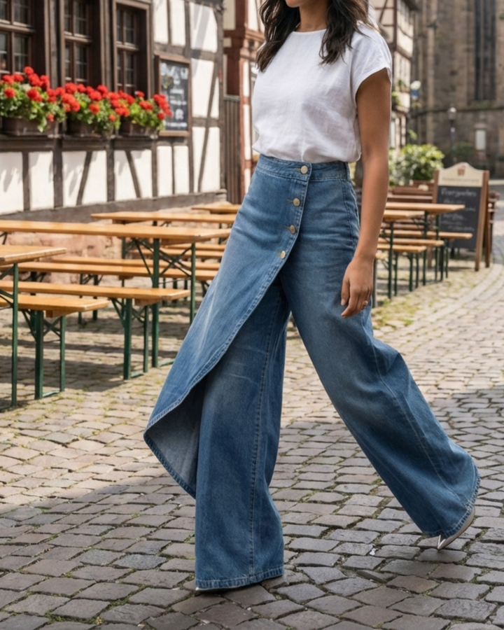 Abigail - Slim Fit Denim Wrap Jeans