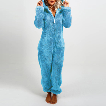 LUMI™ - Comfy Zipper Hooded Long Sleeve Plush Pajama Jumpsuit