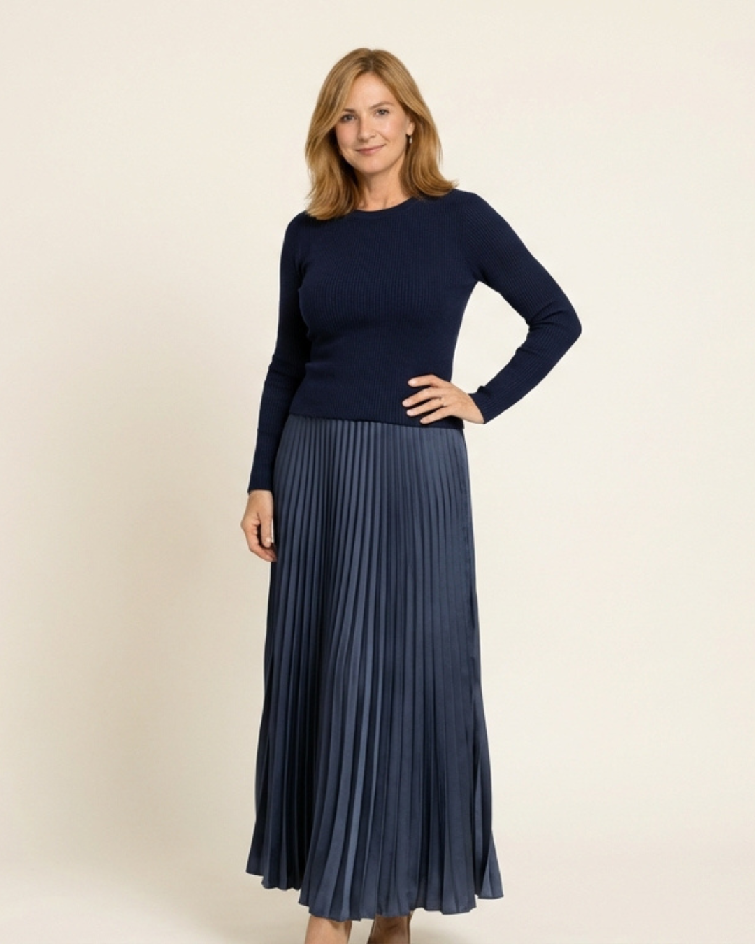 Claudia - Maxi Dress with Jersey Top and Pleated Skirt
