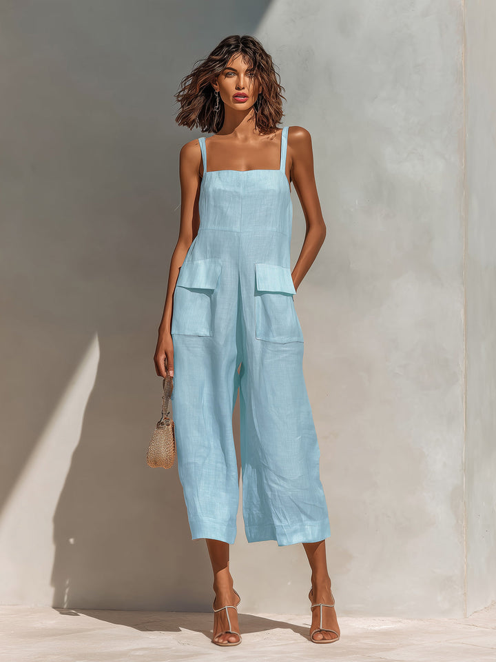 Chic Pink Sleeveless Wide-Leg Jumpsuit