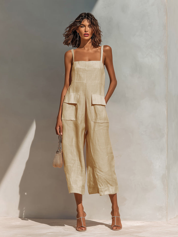 Chic Pink Sleeveless Wide-Leg Jumpsuit