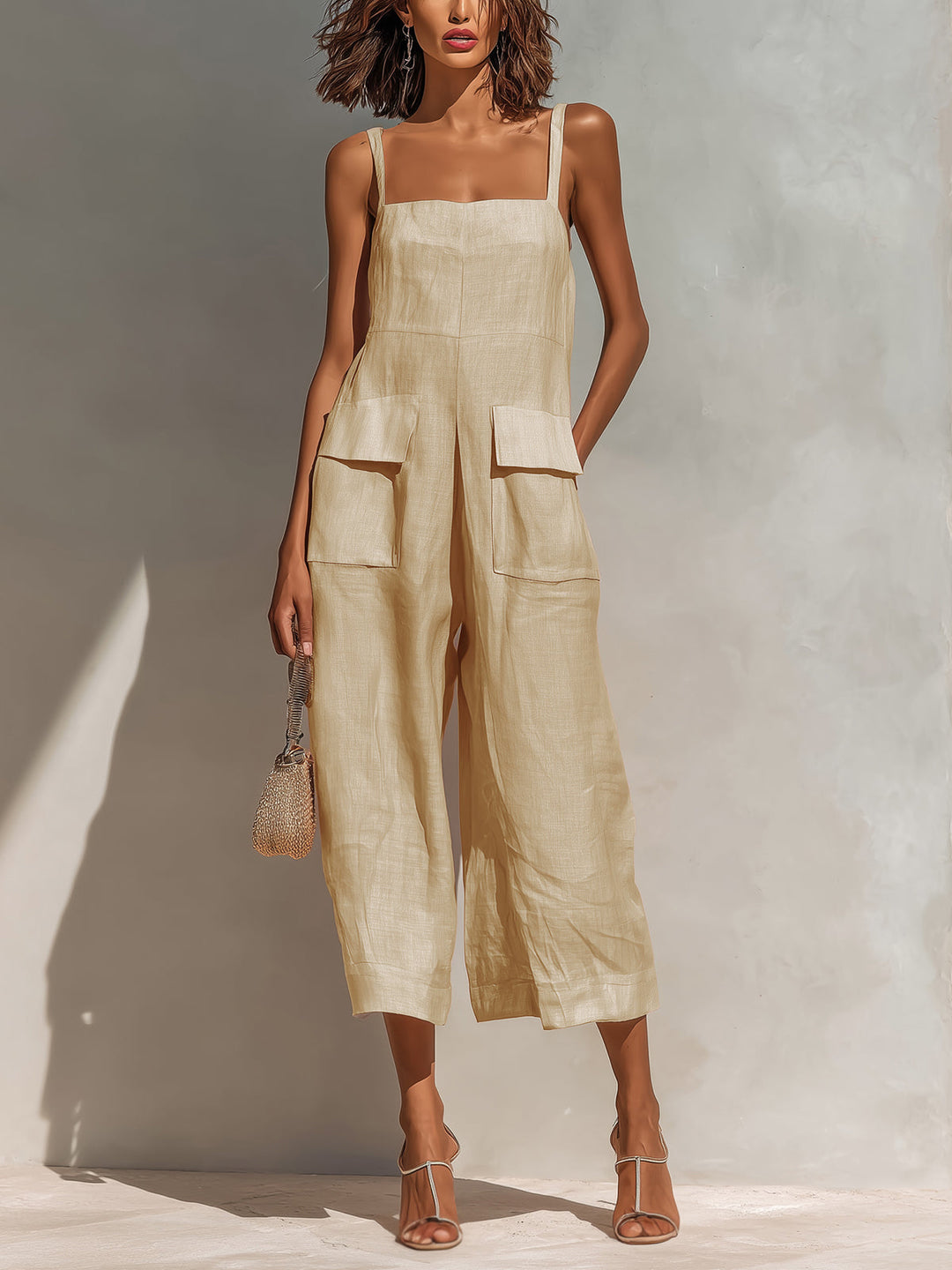 Chic Pink Sleeveless Wide-Leg Jumpsuit