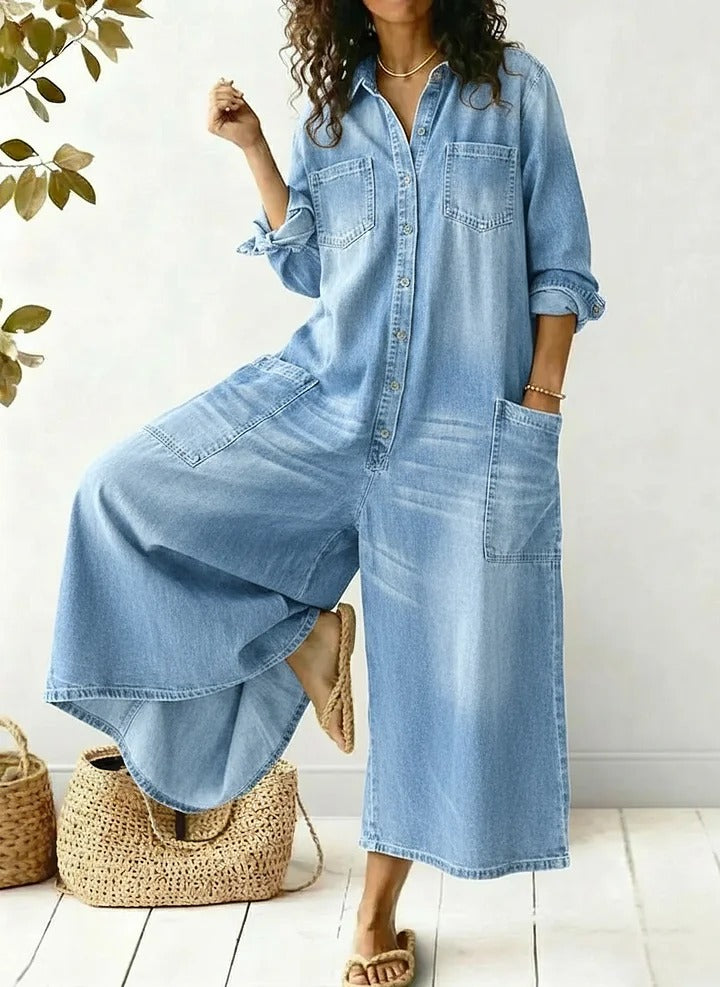 Women's Cozy And Casual  Jumpsuit With Large Front Pockets