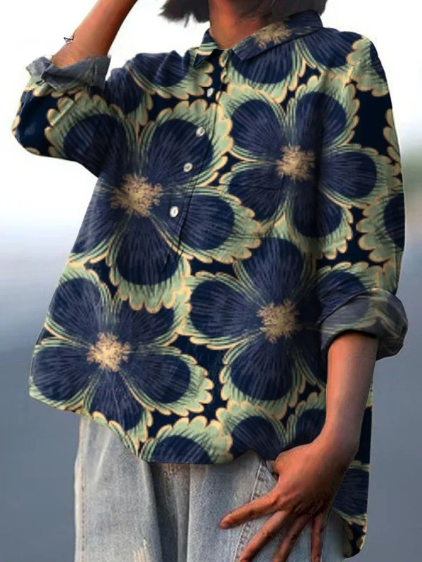 Leah | Colourful Spring Floral Garden Printed Women's Casual Shirt