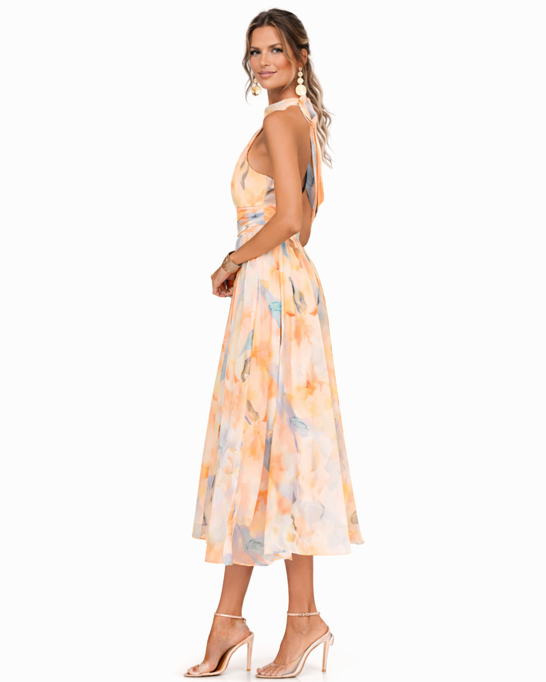 Aurora – Halter Neck Dress with Watercolor Print
