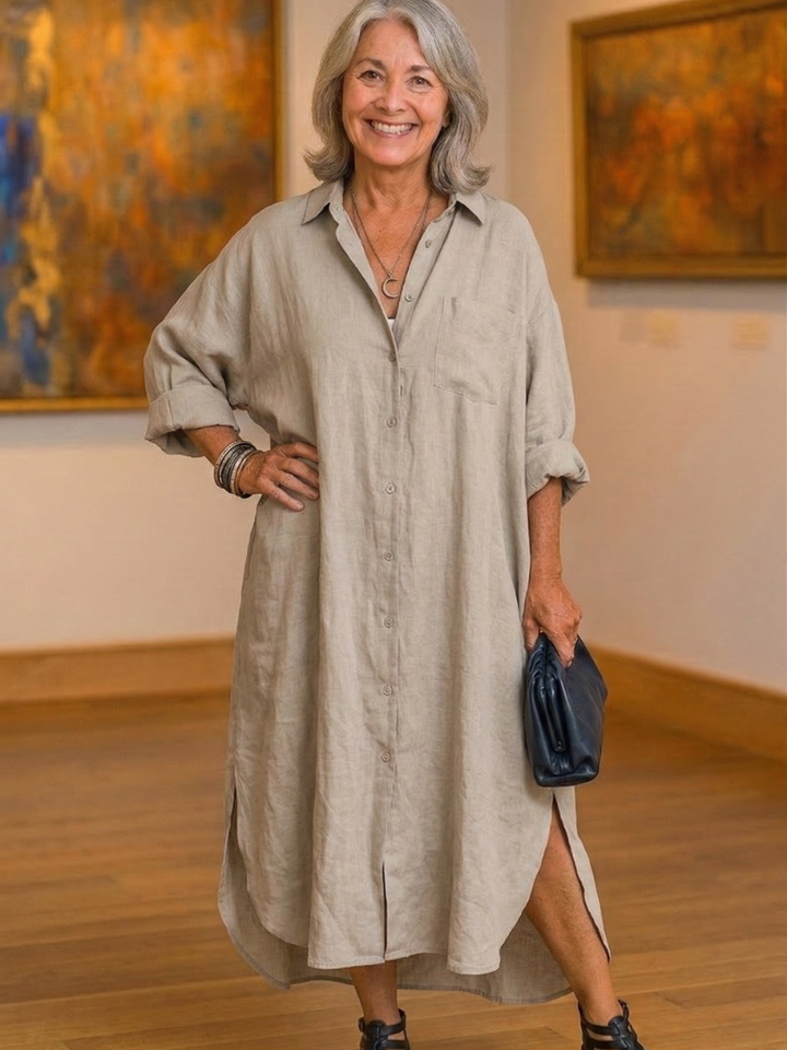 The Eleanor Linen Shirt Dress | Breathable Linen | Spring & Summer Comfort