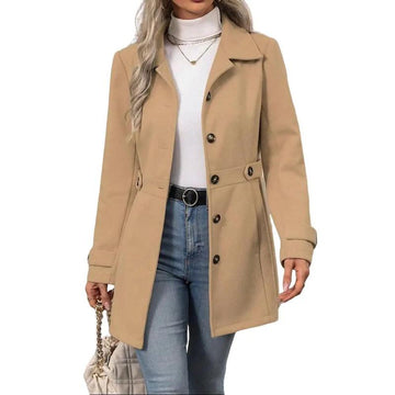 FIONA™ - Elegant Notched Shawl Collar Winter Long Coat
