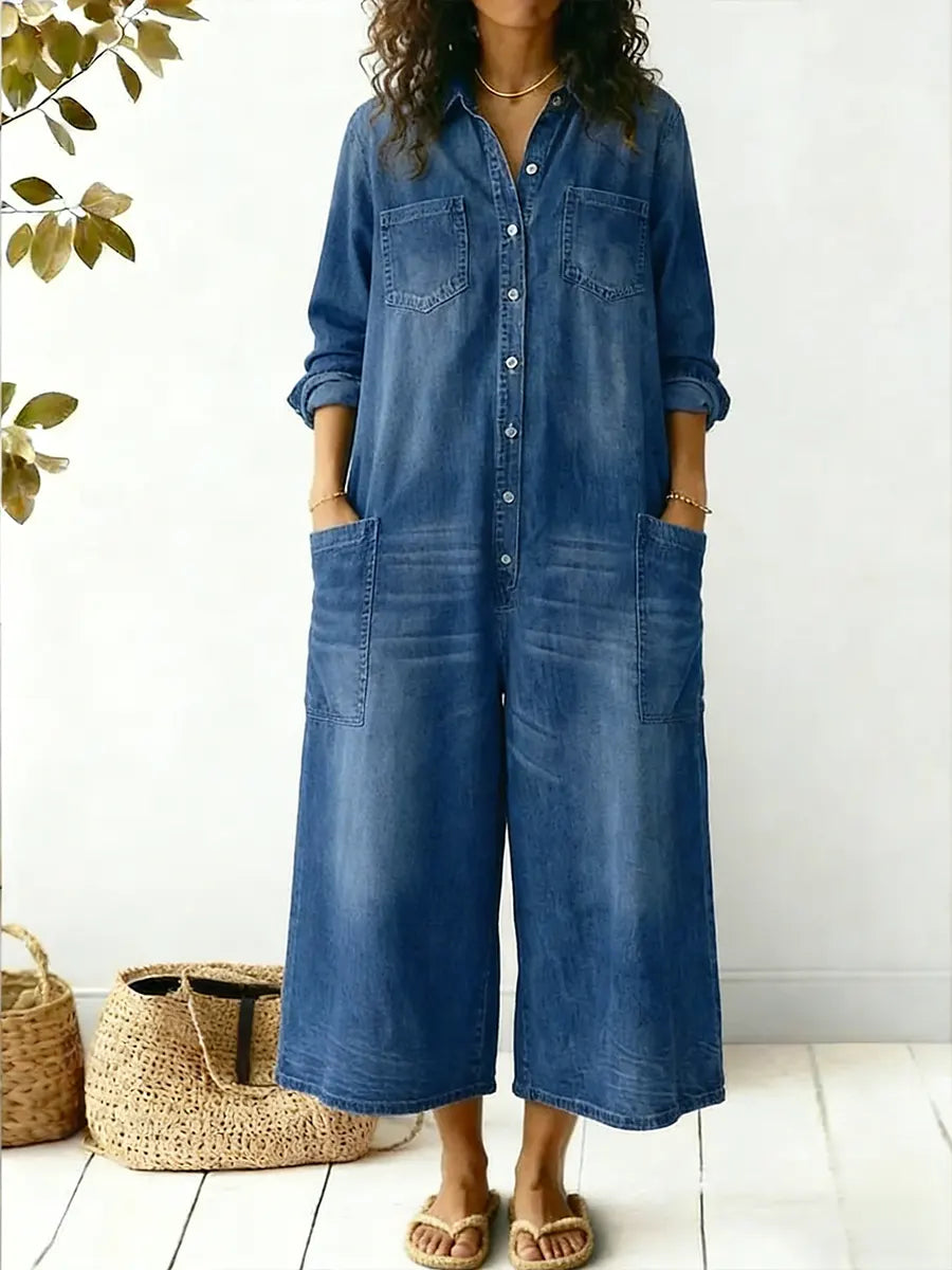 Women's Cozy And Casual  Jumpsuit With Large Front Pockets
