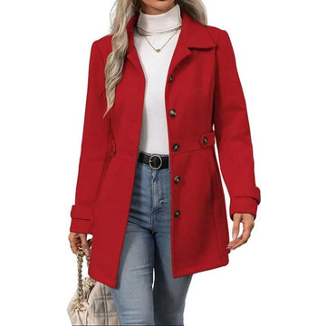 FIONA™ - Elegant Notched Shawl Collar Winter Long Coat