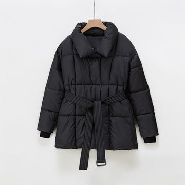 JASMINE™ - Cozy Thermal Stand Collar Waist Tie Zip-Up Coat for Winter