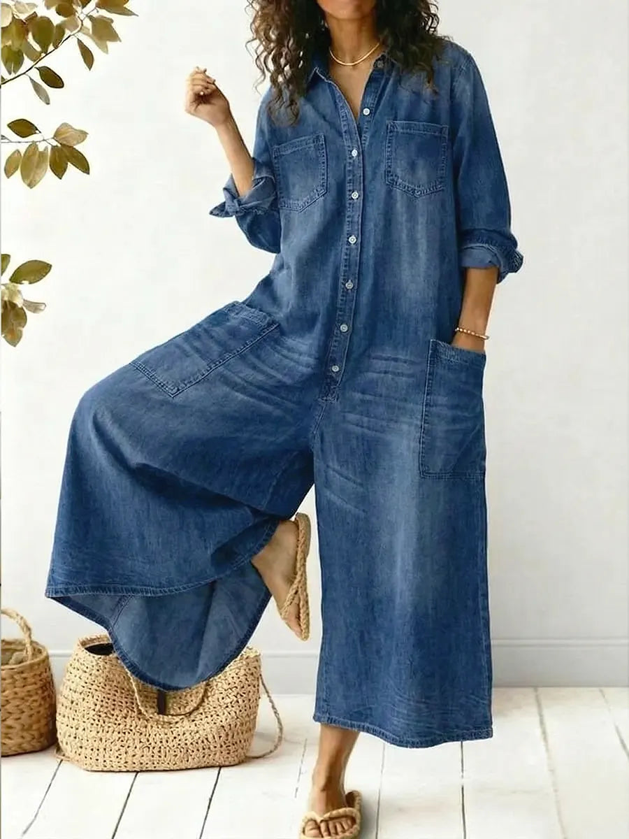 Women's Cozy And Casual  Jumpsuit With Large Front Pockets