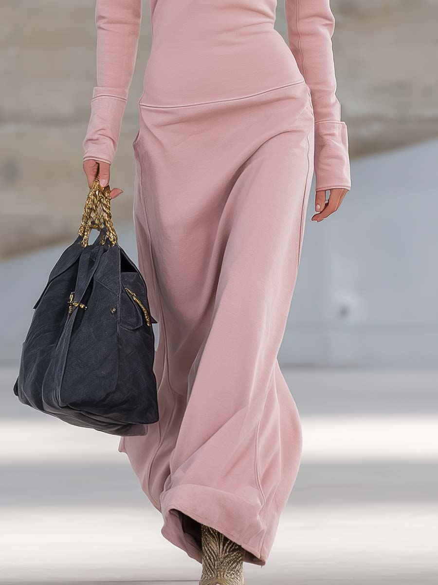 Linsay Sporty V-Neck Zip Maxi Dress