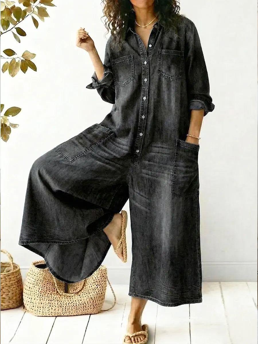 Women's Cozy And Casual  Jumpsuit With Large Front Pockets