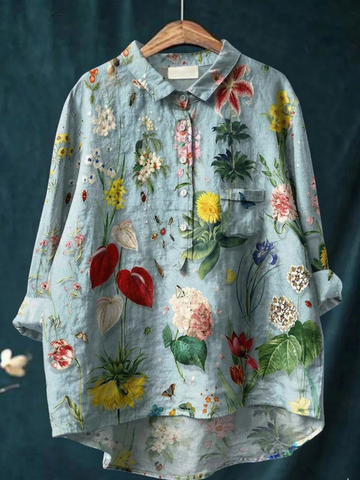 Leah | Colourful Spring Floral Garden Printed Women's Casual Shirt