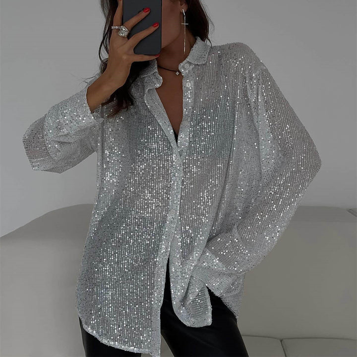 Damen Glitzernde Übergröße Bluse Heidi-Mode
