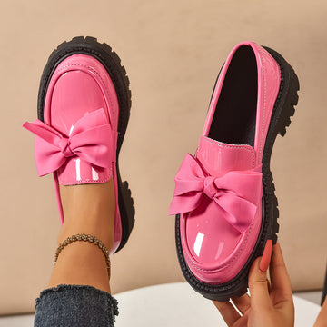FULI™ - Elegant Solid Color Bowknot Slip-On Loafers