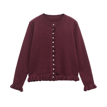 KIANA™ - Cozy Button-Up Cardigan with Lettuce Trim for Cold Weather