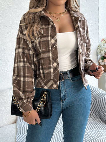 ZABEL™ - Casual Plaid Button Front Long Sleeve Jacket