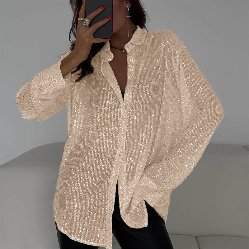 Damen Glitzernde Übergröße Bluse Heidi-Mode