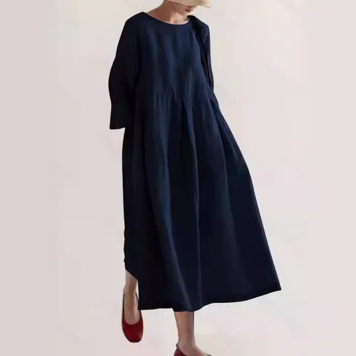 Relaxed Midi Dress | Long Sleeve | Gathered Waist | Everyday Minimalist Style