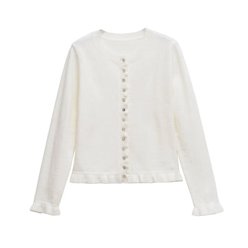 KIANA™ - Cozy Button-Up Cardigan with Lettuce Trim for Cold Weather