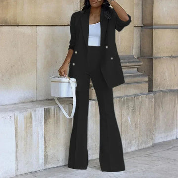 Elegant Double-Breasted Flare Suit Set