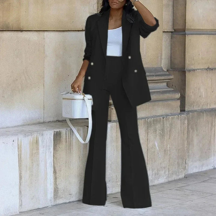 Elegant Double-Breasted Flare Suit Set