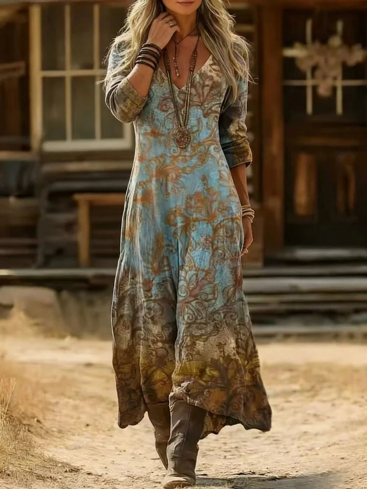 Vintage-Inspired Floral Midi Dress