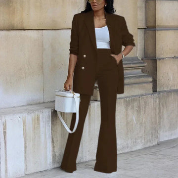 Elegant Double-Breasted Flare Suit Set