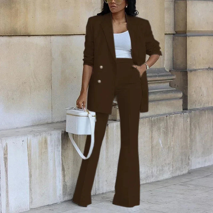 Elegant Double-Breasted Flare Suit Set