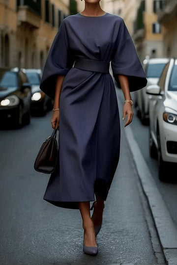 Kimono Sleeve Belted Midi Dress