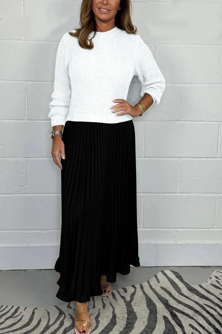 Claudia - Maxi Dress with Jersey Top and Pleated Skirt