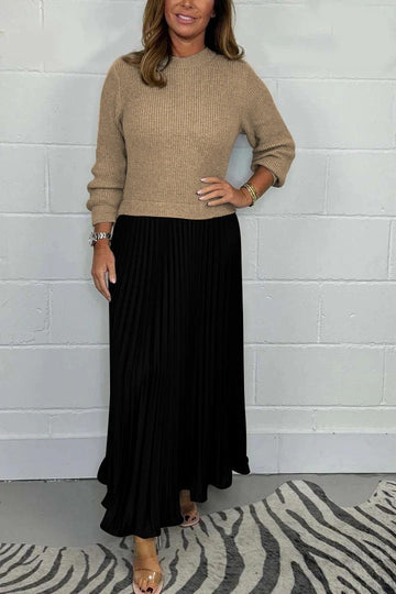 Claudia - Maxi Dress with Jersey Top and Pleated Skirt