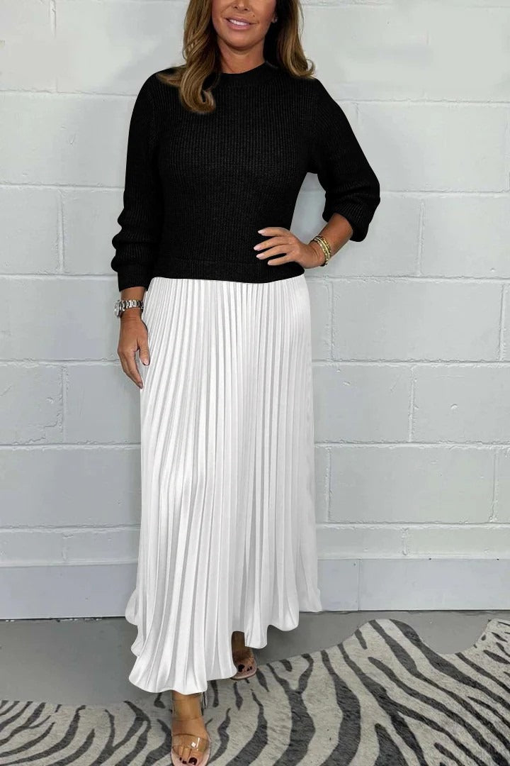 Claudia - Maxi Dress with Jersey Top and Pleated Skirt