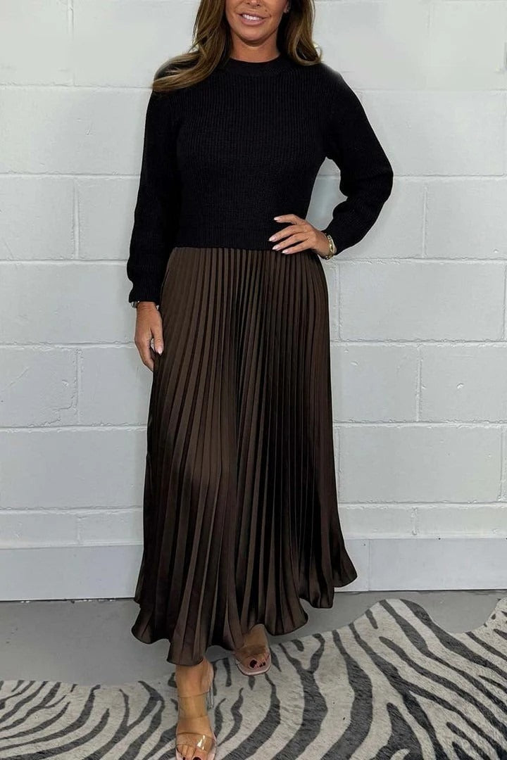 Claudia - Maxi Dress with Jersey Top and Pleated Skirt
