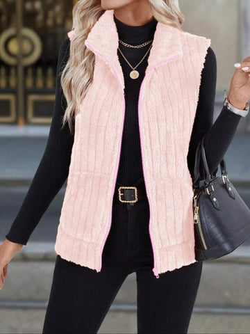 GRACE™ - Warm Ribbed Fleece Vest with Zipper Pocket for Fall & Winter