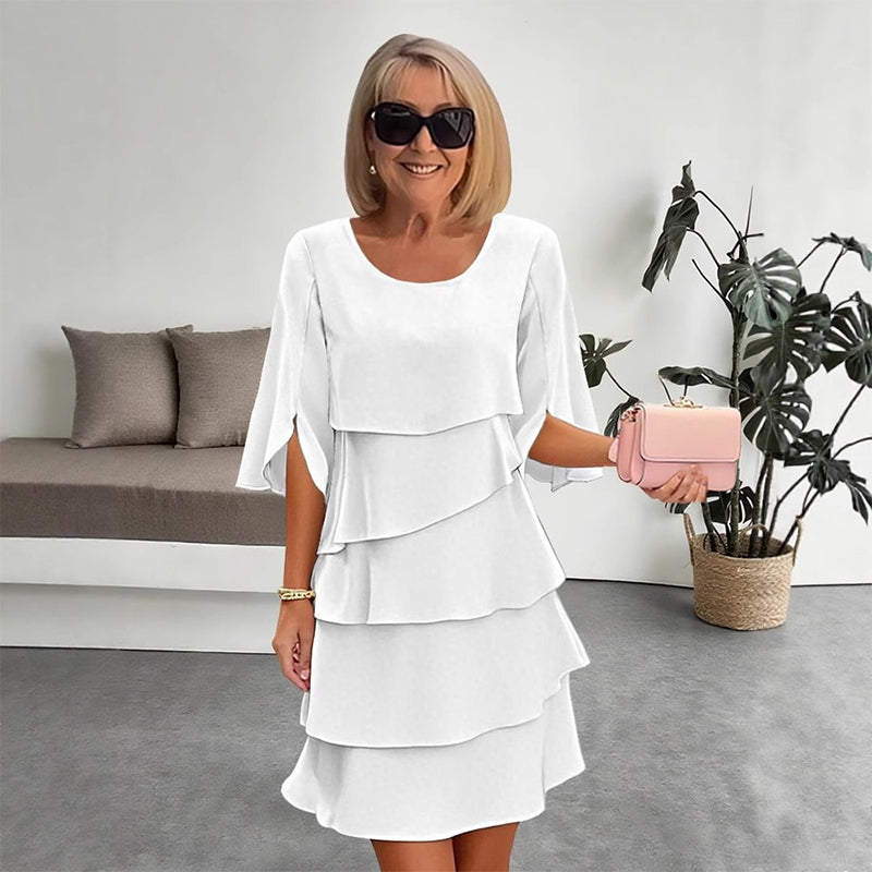 Chic Layered Dress with Puff Sleeves for Women