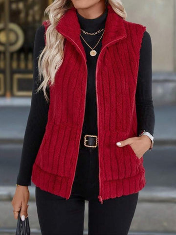 GRACE™ - Warm Ribbed Fleece Vest with Zipper Pocket for Fall & Winter