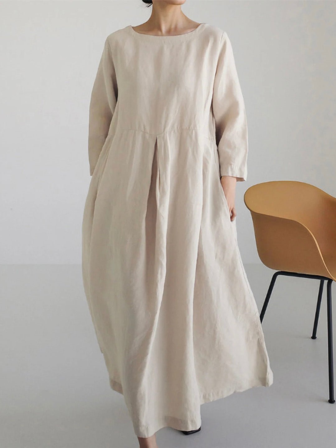 Relaxed Midi Dress | Long Sleeve | Gathered Waist | Everyday Minimalist Style
