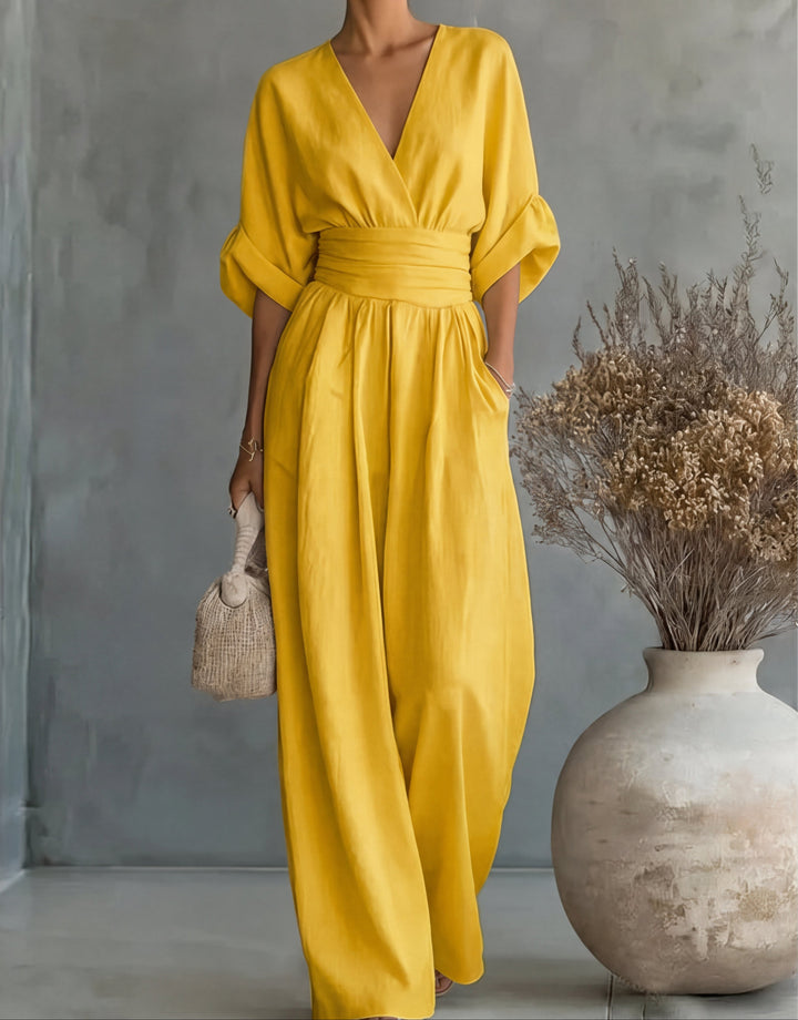 Daniela - Elegant Wide-Leg Jumpsuit with V-Neckline