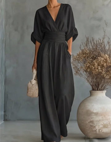 Daniela - Elegant Wide-Leg Jumpsuit with V-Neckline