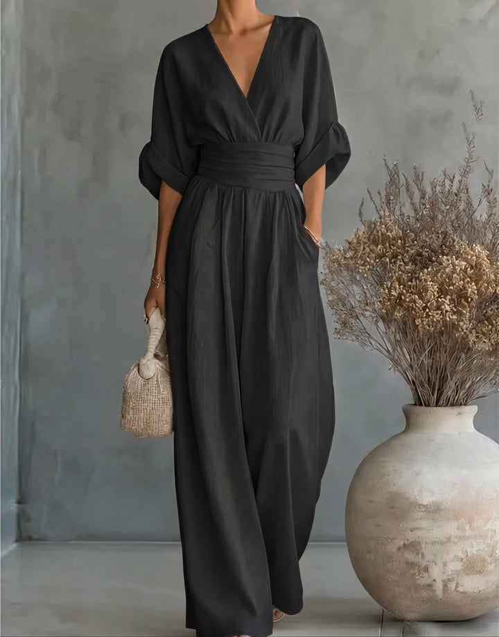Daniela - Elegant Wide-Leg Jumpsuit with V-Neckline