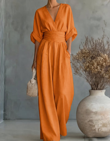 Daniela - Elegant Wide-Leg Jumpsuit with V-Neckline