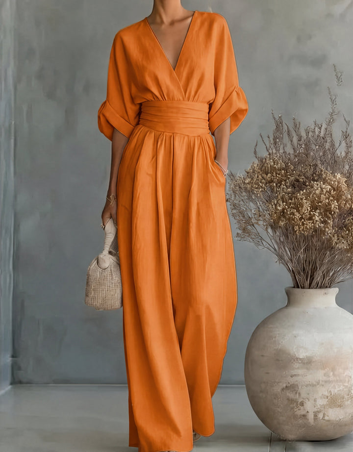 Daniela - Elegant Wide-Leg Jumpsuit with V-Neckline
