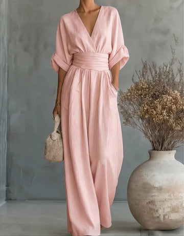 Daniela - Elegant Wide-Leg Jumpsuit with V-Neckline
