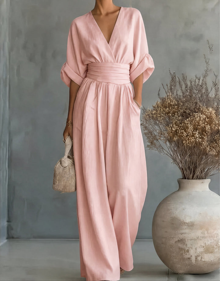 Daniela - Elegant Wide-Leg Jumpsuit with V-Neckline