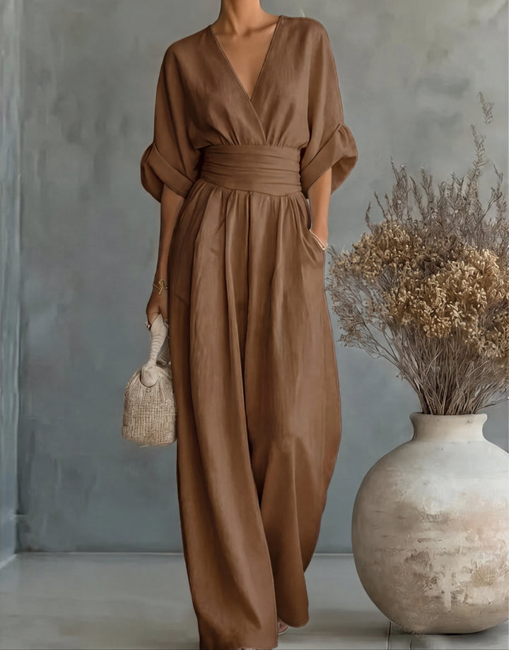 Daniela - Elegant Wide-Leg Jumpsuit with V-Neckline