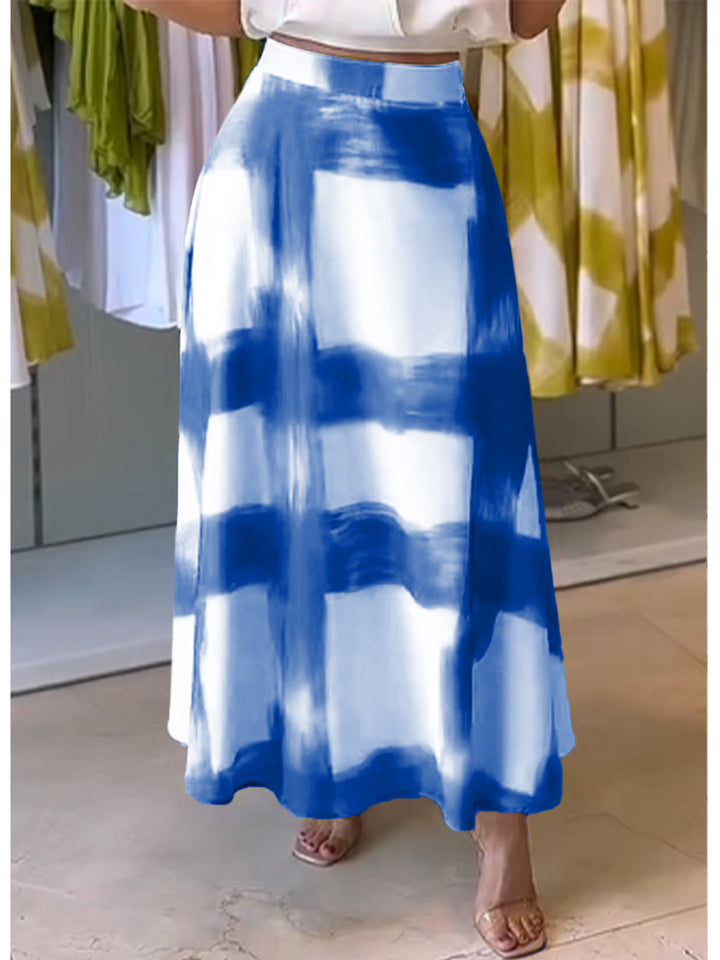 Women's Brushstroke Print Cotton and Linen Skirt