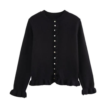 KIANA™ - Cozy Button-Up Cardigan with Lettuce Trim for Cold Weather