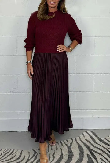Claudia - Maxi Dress with Jersey Top and Pleated Skirt